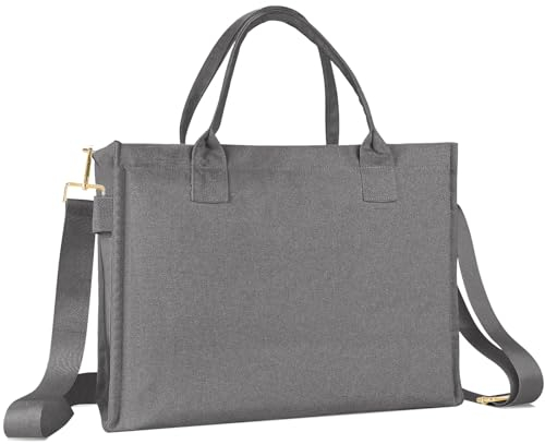 ONEGenug Canvas Tote Bag, Große Handtasche Damen Shopper Tasche Reise Tote Arbeitstasche mit Schulterriemen und Reißverschluss