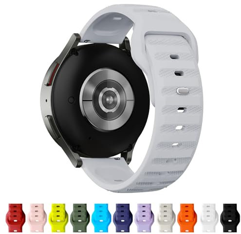 TStrap 12 Farben Uhrenarmband 22mm Silikon, Smartwatch Sport Ersatzarmband Polargrau für Herren Damen, mit Verstellbare Schließe
