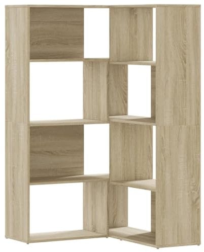 vidaXL Eck Bücherregal, Eckregal 4 Etagen, Bücherschrank Regal für Wohnzimmer Büro, Büroregal Aktenregal Standregal, Sonoma Eiche Holzwerkstoff