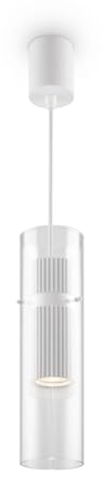 Licht-Erlebnisse Pendelleuchte Weiß Glas Aluminium H: max. 170 cm verstellbar D: 8 cm schmal GU10 Modern Hängelampe Esszimmer Hängeleuchte Küche Tresen