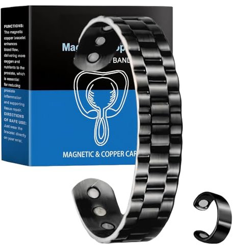 Magnetisches Kupfer-Prostata-Band,Prostata-Armband,Magnetarmband Herren,Magnetisches Kupfer-Prostata-Armband,Verbessert Die Durchblutung,Herrenmode-Armbänder,mit 1 Ring