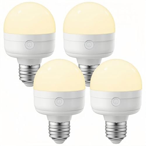 LGMCF Bombilla recargable E27 con mando a distancia, 8W, batería regulable con función de temporización, bombilla LED de 3 colores con imán para lámparas no cableadas, luz de emergencia, 4 unidades
