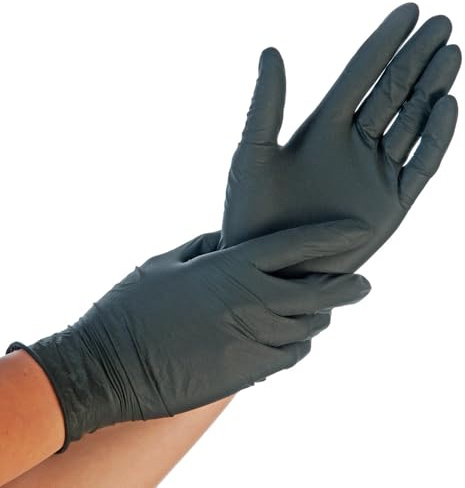 FRANZ MENSCH 1000 Stück Nitrilhandschuhe, XL, schwarz, latexfrei | Extra Safe, 24 cm Länge, puderfrei, Einweghandschuhe, Einmalhandschuhe mit Rollrand, Handschuhe Einweg, Gummihandschuhe
