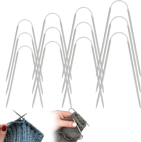 12 Pcs Stricknadeln für Socken,21cm Sockenstricknadeln,Rundstricknadel Edelstahl Set 2mm/2.5mm/3mm/4mm,Sockennadeln,Sockenstricknadeln,Strumpfstricknadeln,für Socken,Handschuhe,Ärmel
