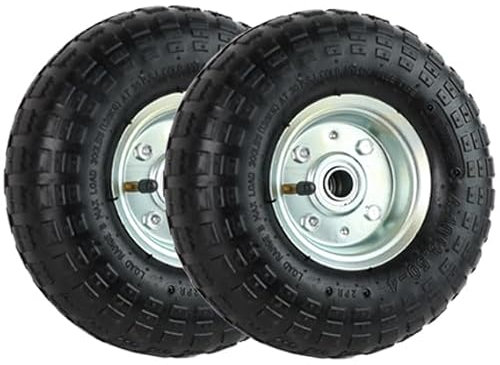 DIVCHI Pneumatic Wheel Air Filled Tires 4.10/3.50-4 Heavy-duty Replacement Wheels For Wheelbarrows, Hand Truck, Utility Cart, Garden Cart, Buggies (Black, Pack Of 2)