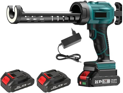 Pistola in silicone elettrica per Makita 18V,Pistola a cartuccia elettrica 2000mAh,Pistola in silicone con LED,4 velocità,Pistola Giunti elettrici 300ML per sigillare,Sigillare (2× Batterie)
