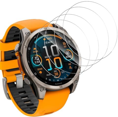 Yieehhow Protector Pantalla para Garmin Fenix 8 47mm/Fenix 7X Pro/Epix Pro 51mm Cristal Templado, [4 Piezas] 9H Vidrio Templado, Película Protectora para Garmin Fenix 8 47mm/Fenix 7X Pro/Epix Pro 51mm