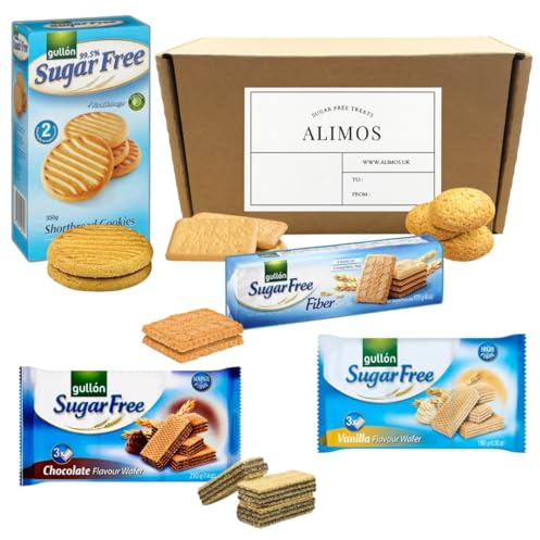 Alimos Sugar Free Biscuit Snack Gift Box (Wafers, ShortBread, Fibre (4 pack))