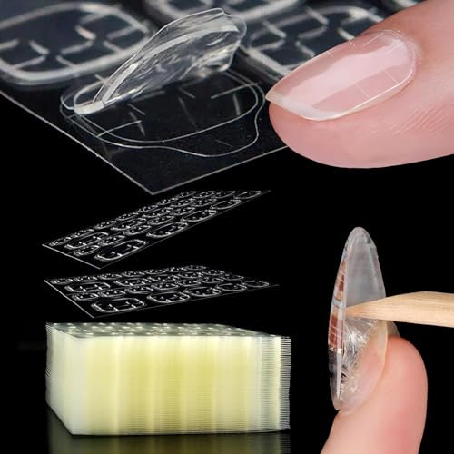 CATOR 240 Piezas 10 hojas Adhesivo Transparente Doble Cara para Uñas, Uñas Postizas Autoadhesivas Adhesivo Transparentes, pasta agresiva, Para Uñas Postizas