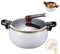 Autocuiseur micro-ondes 8 L/8,45 Qt en fonte antiadhésive multifonction avec couvercle en verre transparent et 12 poignées, ensemble spatules avec poignées verrouillage rotation, grande marmite(White)
