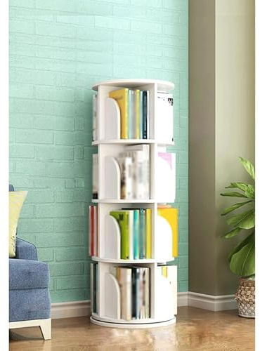PZEOB Modernes Bücherregal 360 ° rotierendes Bücherregal Hochdichte Board rotierend