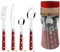 PRADEL ESSENTIEL - Ménagère 24 couverts de table pour 6 personnes - Bistro-Club - Acier inoxydable 18/0, Finition Standard - Rouge