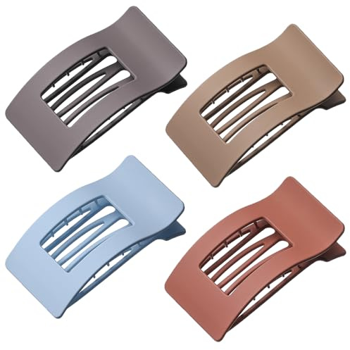 4 PCS Flat Hair Clips, Large Flat Claw Clips for Women Girls, Strong Hold French Hair Clips for Thick Thin Hair, Stylish Classic Hair Barrettes(Matte)