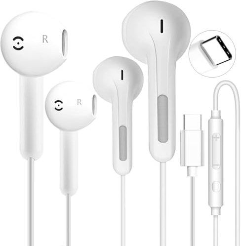 2 Pack USB C Headphones Wired for iPhone 16 Pro Max/Plus Earphones USB C with Mic & Volume Control Type C Earbuds In-Ear Wired Earphones for iPhone 15 iPad Pro Air Samsung Galaxy S24 S23 Google Pixel