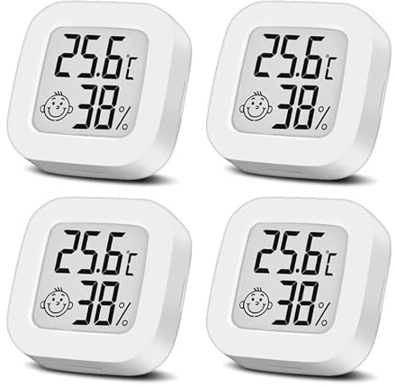 Luftfeuchtigkeitsmesser Thermometer Innen Mini LCD Digital Thermometer Hygrometer Gauge für Wohnzimmer Schlafzimmer Büro Kinderzimmer usw. (4PCS)