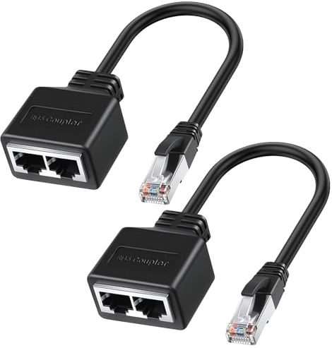 Kioylmo Huarew Netzwerk Splitter 1 Auf 2 Rj45 Splitter 1 Auf 2 Adapter 1 Auf 2 Doppelstecker LAN Kabel Splitter 1 Auf 2 Rj45 Y Adapter Verteiler 1 Auf 2 Ethernet Extender Für Cat5 Cat6 Cat7 (2 Stück)