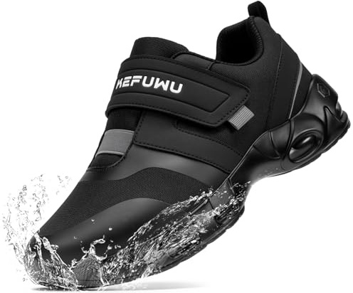 Men's Diabetic Walking Shoes Wide Waterproof Non Slip Chef Work Shoes (9.5 Wide Men, Black)