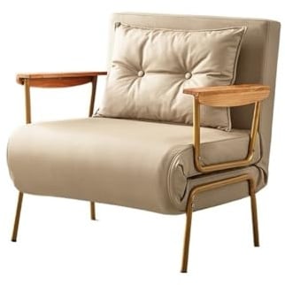 Bamboo Sea Schlafsofa Schlafsofa aus Kunstleder, umwandelbar, Liegesofa, Schlaffunktion for Wohnzimmer und Wohnung(Beige,80cm)