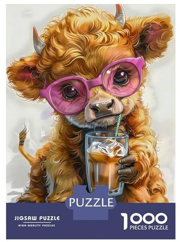 1000-Teile-Puzzle Für Erwachsene Cute Calf Addict Coffe Puzzles Für Erwachsene Entspannungsspiele Analyse Und Logik Stressabbau Geschenke 70x50cm/1000pcs