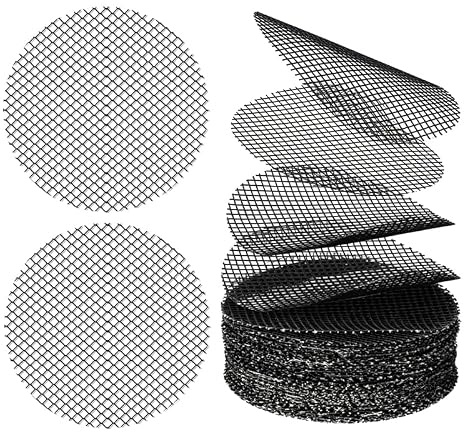 Nikovoke 100 Pcs Flower Pot Hole Mesh Pad, 2 Inch Round Plant Pot Drainage Mesh for Prevent Soil Loss - Black