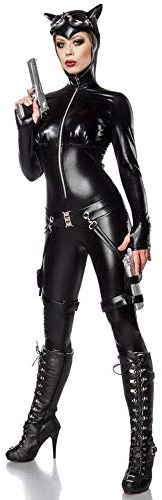 Mask Paradise Sexy 6 TLG. Catwoman Kost?m Damenkost?m Katze Schwarz Anzug Overall Set Heldin, Gr. S