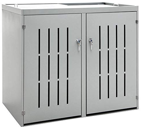 2er Mülltonnenbox Müllbox Mülltonnenverkleidung Edelstahl V2Aox Schiebedach