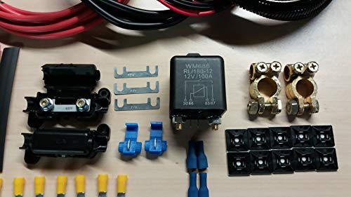 Split Charge Auto Charge Leisure Battery - 12 Volt x 2M 100 Amp Relay and Fitting Kit