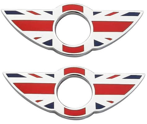 2 Stück Wing Emblem Ringe Türschloss Stiftknöpfe Abdeckungen Aufkleber Abzeichen Verkleidungen für Mini Cooper R56 Schrägheck R57 Cabrio R58 Coupé R59 Roadster (Union Jack Red