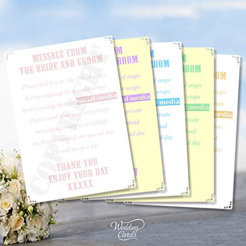 Wedding Cards Cartel de Boda Personalizable con Mensaje en inglés No Post on Social Media tamaño A4