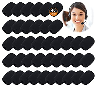 40 Stücke Mini-Mikrofon Headset Windschutzscheibe Schaumstoff Mikrofon Mikrofonabdeckung für Headset Revers Lavalier - Schwarz