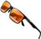 DUCO Sunglasses for Men Carbon Fiber Temples with Rectangular Polarized Metal Frame Sunglasses DC8206 (Black Frame Revo Red Lens)