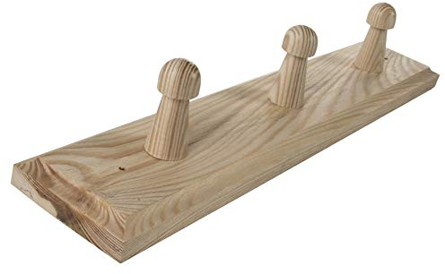 3 Pegs Wooden Door Hooks Coat Rack Hanging Storage Clothes Holder Wall Mounted Hanger | Unpainted & Untreated Plain Pine Wood