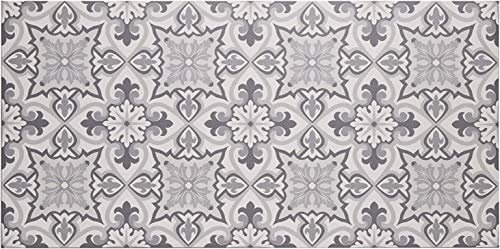 Baroni Home Tapis de Cuisine en PVC Carreaux motif Faïence, Tapis Cuisine Antidérapant et Lavable,Maioliques Gris, 60x120 cm