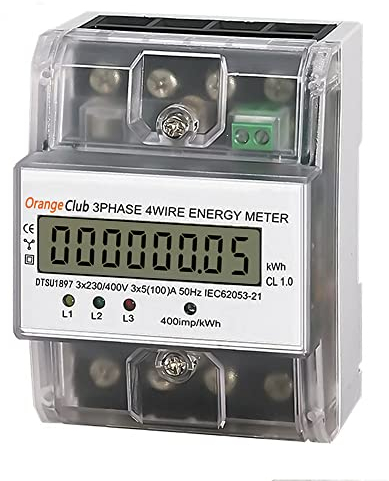 OrangeClub Digitaler Stromzähler 3 Phasen Stromzähler Hutschiene LCD Digitaler Stromzähler Drehstromzähler Geeicht Stromzähler für DIN Hutschiene Zwischenzähler Strom Geeicht 230v 400V 5-100A