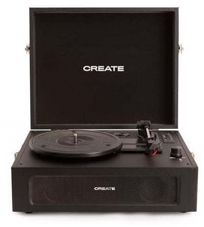 CREATE/Record Player Retro/Tocadiscos Retro Negro/con Bluetooth, USB, SD, MicroSD y Mp3