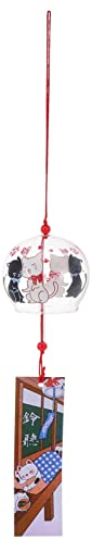 Amosfun Japanischen Windspiele Katze Design Hängen Wind Glocke Kristall Glück Ornament Fairy Garten Dekoration Für Party Favor Home Garten Garten Terrasse Bunte