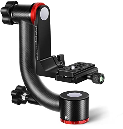 NEEWER GM100 Professionell Hochleistungs Kohlefaser Gimbal Stativkopf mit 1/4-Zoll Schnellwechselplatte, Lagerstruktur unterstützt reibungslos 360-Grad Panoramaaufnahmen für DSLR-Kameras bis zu 13,6kg