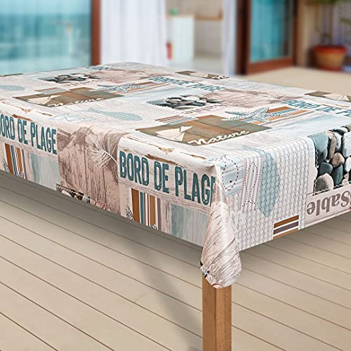 laro Wachstuch-Tischdecke Abwaschbar Garten-Tischdecke Wachstischdecke PVC Plastik-Tischdecken Eckig Meterware Wasserabweisend Abwischbar |43|, Muster:Urlaub Strand Meer Fisch, Größe:140x220 cm