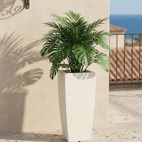 Decorspace Pot de Fleurs carré et Haute Couleur Unie en résine « Made in Italy » (70 cm, Glacier)