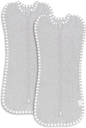 Comfy Cubs Swaddle Blanket Baby Girl Boy Easy Zipper Wrap 2 Pack Newborn Infant Sleep Sack (Small 0-3 Months, Grey)