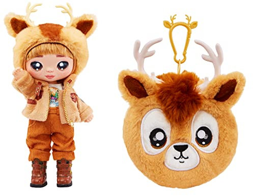 Na! Na! Na! Surprise Serie Cozy - DONNIE RANGER - Muñeca de peluche a la moda inspirada en un reno, con pelo castaño, gorro, vestido y monedero con clip - Para coleccionar - Edad: 5+ años