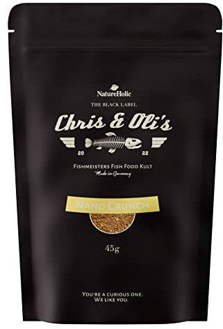 Chris und Olis - Nano Crunch - Hauptfutter für Nanofische - für heranwachsende größere Fische Aufzuchtfutter - kein Fischmehl - hochwertige Zutate - 45g