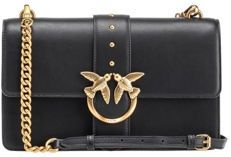 Pinko Borsa A Tracolla Da Donna Marchio Pinko, Modello Love One Classic Cl Vitello Seta 100053A0F1, Realizzato In Pelle. Nero