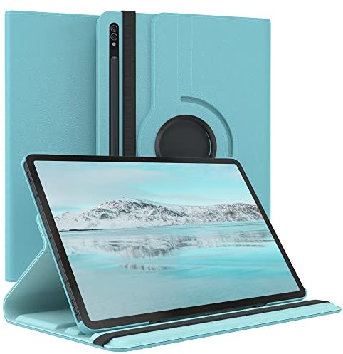 EAZY CASE - Funda para Samsung Galaxy Tab S8 Plus / S7 Plus Protectora Tablet Smart Cover Soporte Giratorio Estuche Plegable 360° rotativo con función Atril Cuero sintético Azul