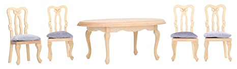 VGEBY Puppenhaus Tisch Stuhl, 1:12 Puppenhaus Holz Esstisch Stuhl Modell Set Lebensechte Miniatur Möbel Wohnkultur