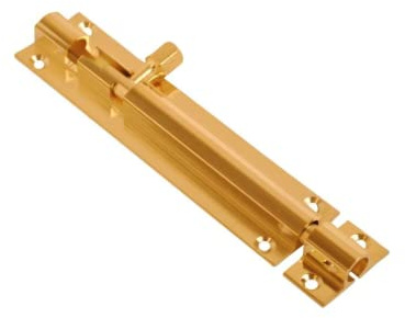 Vibe 25mm Barrel Bolt Straight 150mm x 25mm on Brass, Surface Mounted Door Bolt, Sliding Door Lock, Lock Bolts for Securing Internal Doors for Bedrooms, Bathrooms, Storage Units and Cupboards