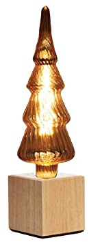 meineWunschleuchte Tischlampe Würfel Holz Eiche 9x9cm mit Deko Leuchtmittel Tannenbaum