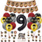 Geburtstag Luftballons Braun, XXL Zahl 9 Ballon Schwarz, Geburtstagsdeko Jungen 9, Zahlen Luftballon Folienballons 9, 38 Stück Luftballon Junge Geburtstag Kit für Kindergeburtstag Decorations