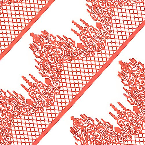 Lot de 10 grandes décorations comestibles pré-faites pour gâteau en dentelle et diamant Rouge 30,5 cm