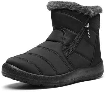 DREAM PAIRS Stivali da Neve Invernali da Donna Materiale Esterno Fodera in Pelliccia Sintetica Suola Antiscivolo Stivali,Size 42,Nero,SDSB2303W-E